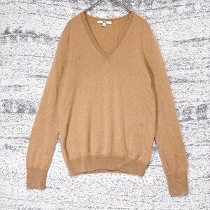 Uniqlo Cashmere V-Neck Sweater Beige Knit Basic Fall/Winter M